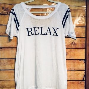 Chaser M White Burnout Relax Short Sleeve Top